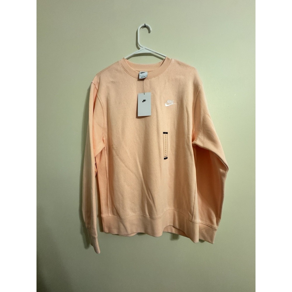 Nike Mens Club‎ Fleece Crew Sweatshirt Peach Sz Small BC2662-734
